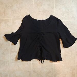 Elodie Front Scrunch V-Neck Top